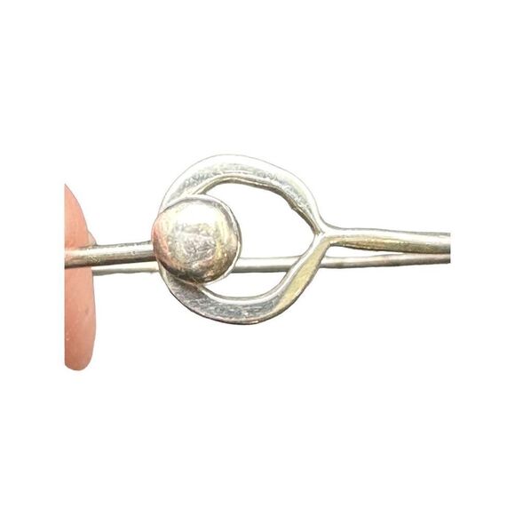 Sterling Silver Design Hammered Hook & eye bangle bracelet - Picture 5 of 7